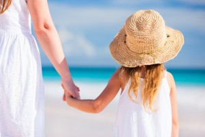 Mother and daughter at beach