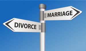 Divorce vs Marriage road sign